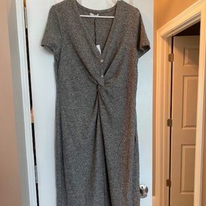 Waffle Thermal Twist Dress - Gray/Black